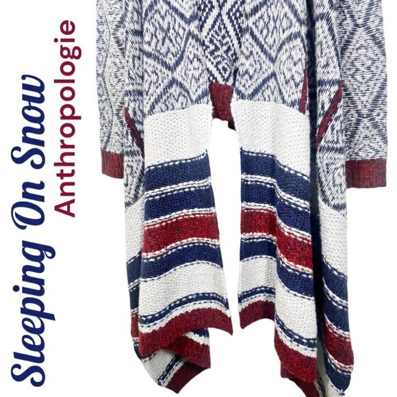 SLEEPING ON SNOW (ANTHROPOLOGIE) Open Front Wool Southwest Chunky Cardigan, Size - Picture 4 of 13